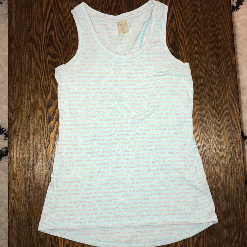 Calia Light Blue and Gray Striped Workout Tank